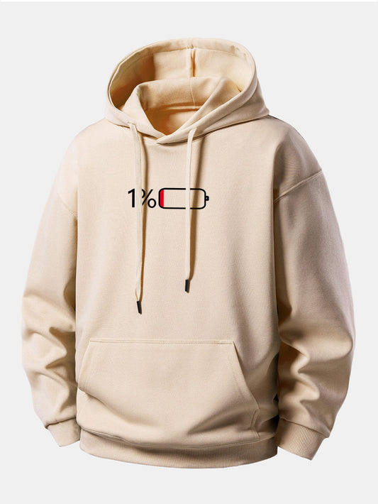 1% Battery Print Relax Fit Hoodie