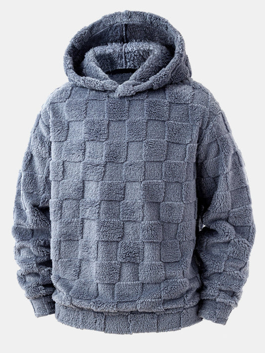 Relax Fit Checkerboard Teddy Hoodie