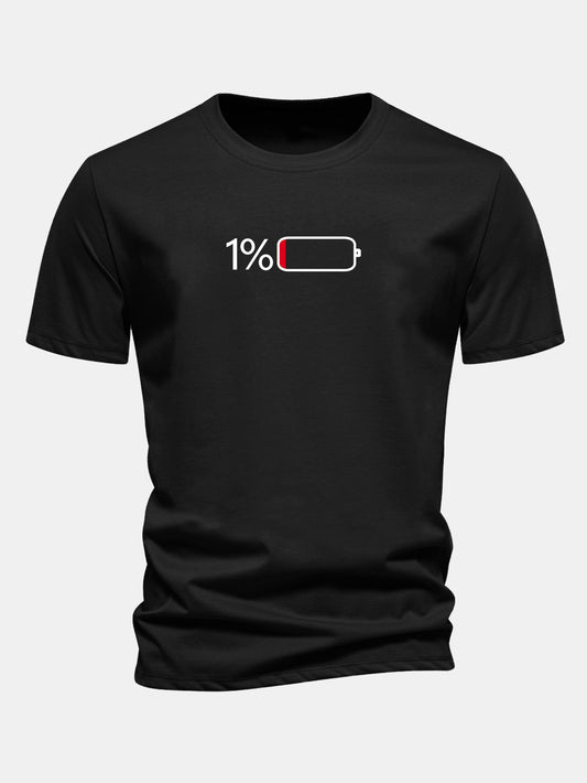 Regular Fit 1% Battery Print Cotton T-Shirt