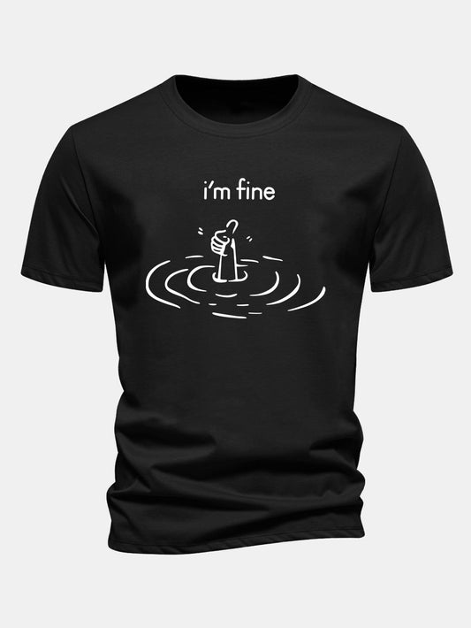 Regular Fit I'm Fine Print Cotton T-Shirt