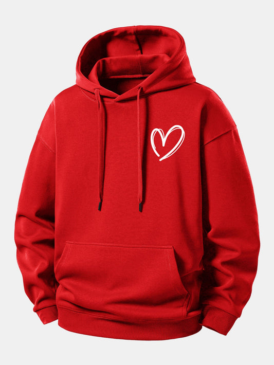 Heart Print Relax Fit Hoodie