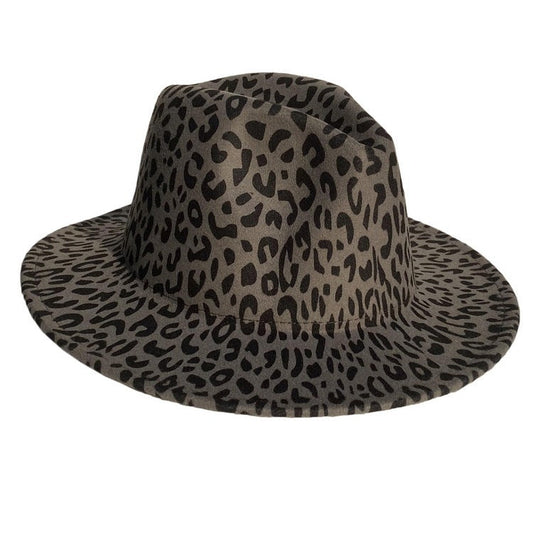 Carver Leopard Print Wool Felt Top Hat, Wide Brim
