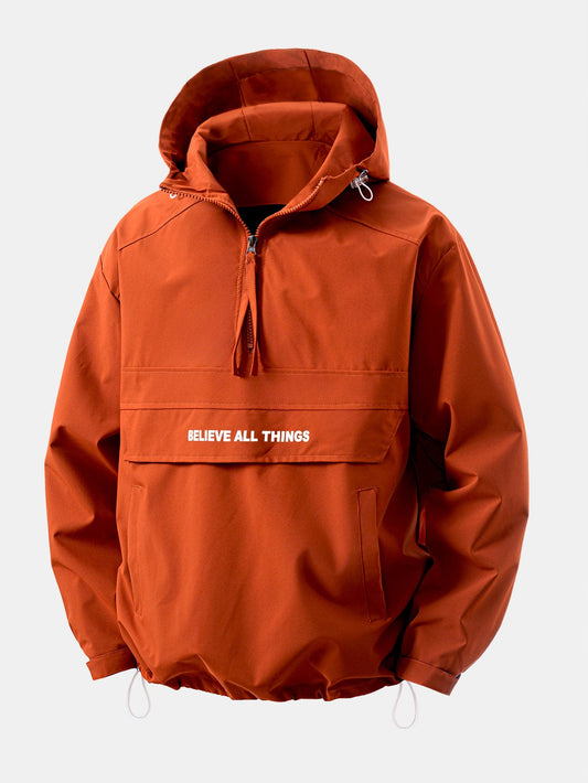 Half Zip Hooded Windbreaker Pullover