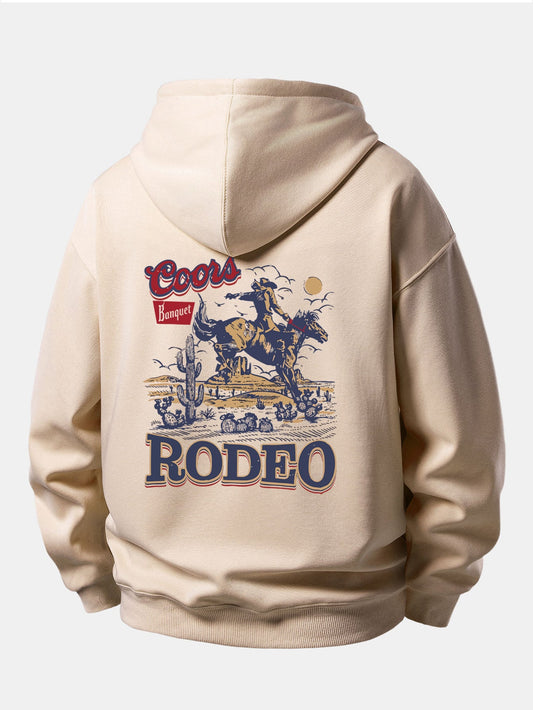 Western Cowboy Back Print Relax Fit Hoodie