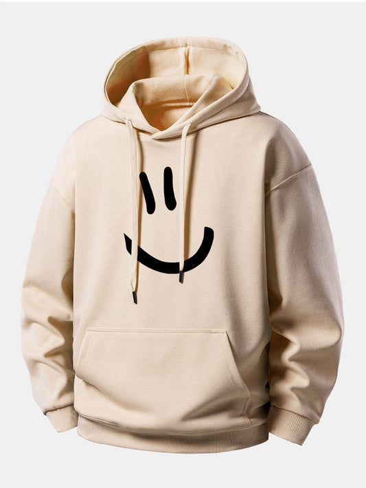 Smiley Face Print Relax Fit Hoodie