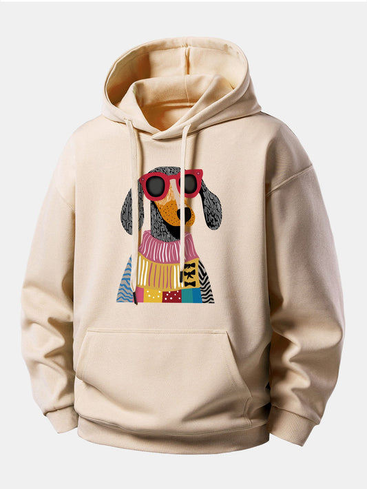 Colorful Sweater Dog Print Relax Fit Hoodie