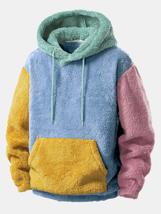 Color Block Teddy Hoodie