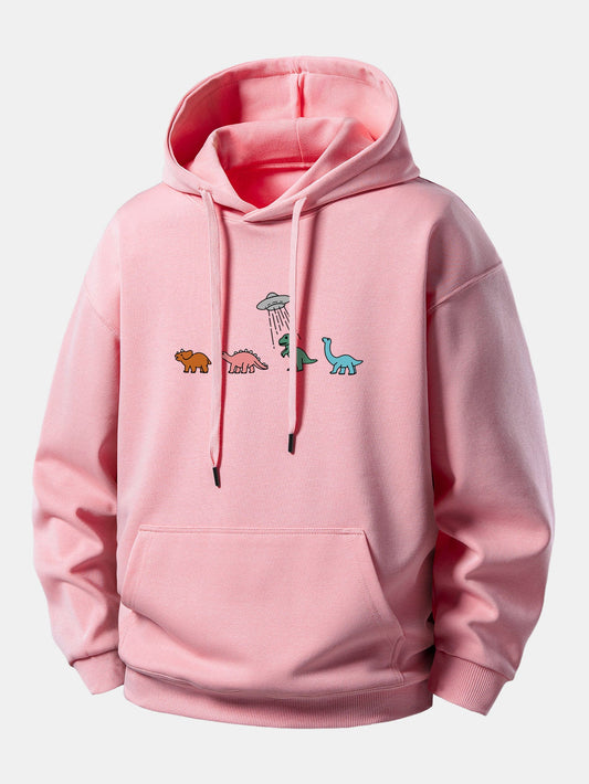 Cartoon Dinosaur Print Relax Fit Hoodie