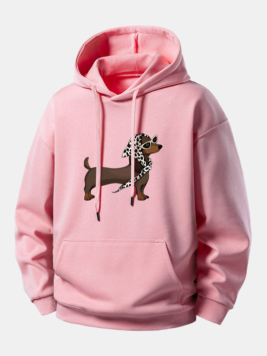 Headscarf Dachshund Print Relax Fit Hoodie