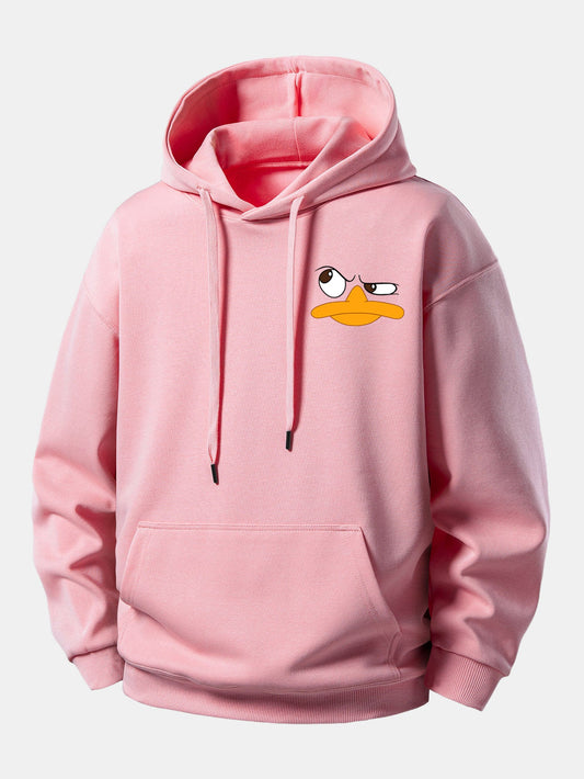 Emoji Duck Print Relax Fit Hoodie