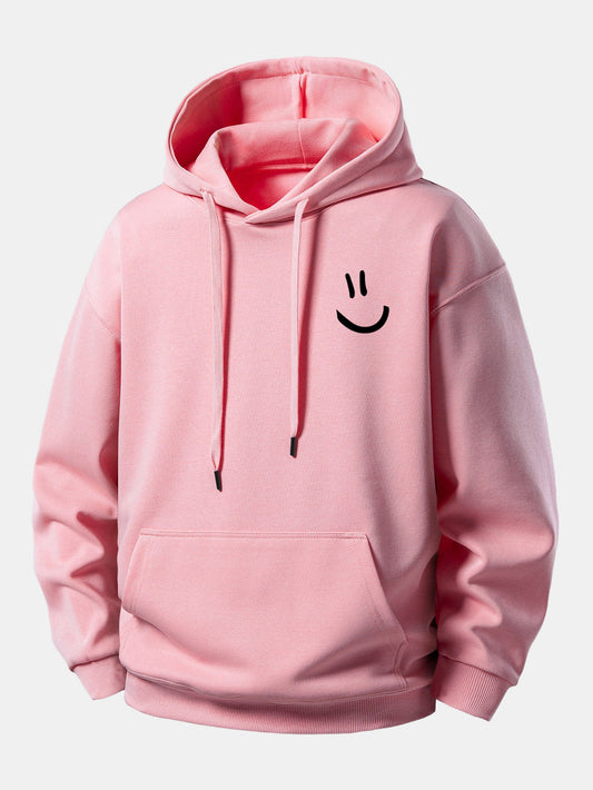 Smiley Face Print Relax Fit Hoodie
