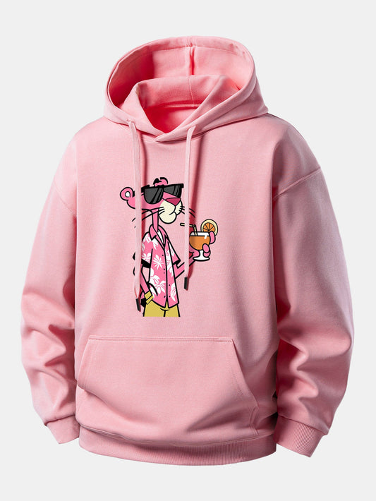 Vacation Pink Panther Print Relax Fit Hoodie