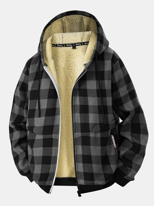 Teddy Lined Flannel Plaid Hoodie