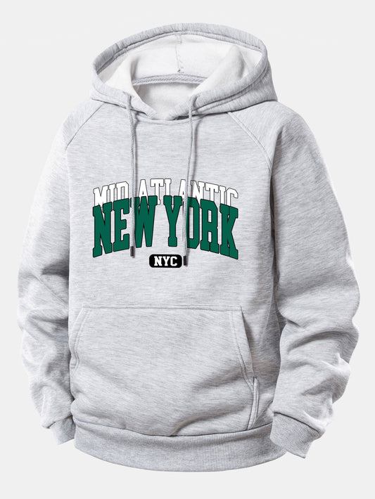 New York Print Drawstring Hoodie