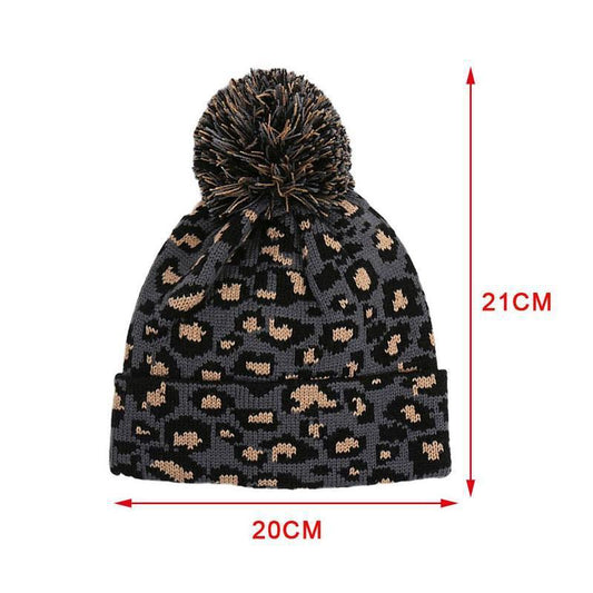 Perkins Wool Leopard Knit Hat with Flat Brim