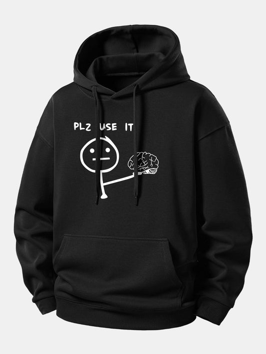 Please Use It Brain Print Relax Fit Hoodie