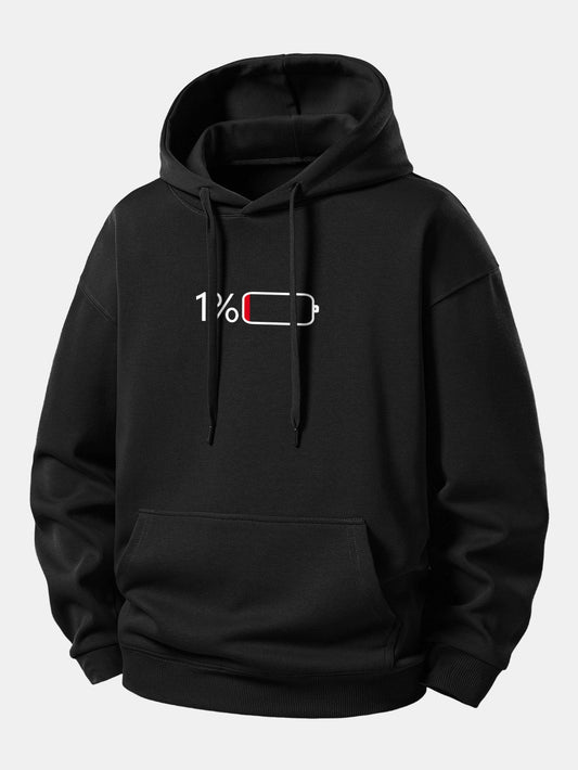 1% Battery Print Relax Fit Hoodie