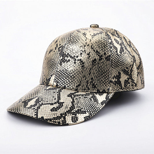 Jackson Snake Print Faux Leather Baseball Cap, Adjustable Unisex