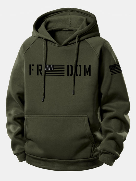 American Freedom Print Drawstring Hoodie