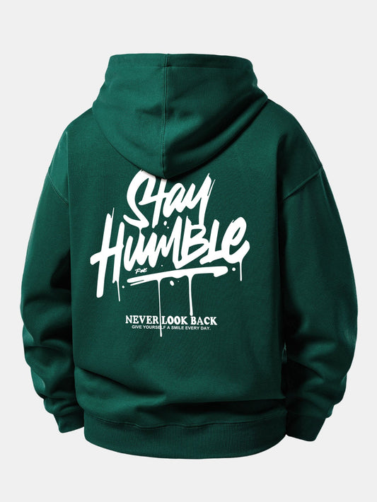 Stay Humble Print Relax Fit Hoodie