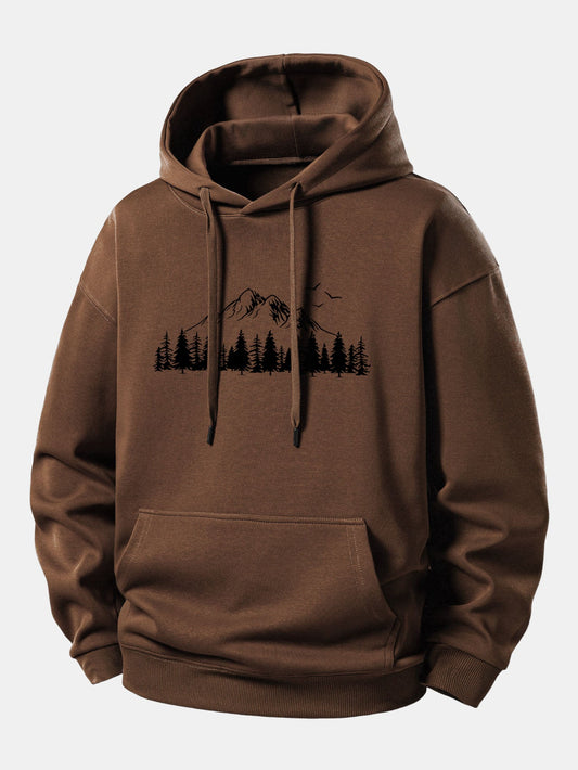 Mountain Nature Print Relax Fit Hoodie