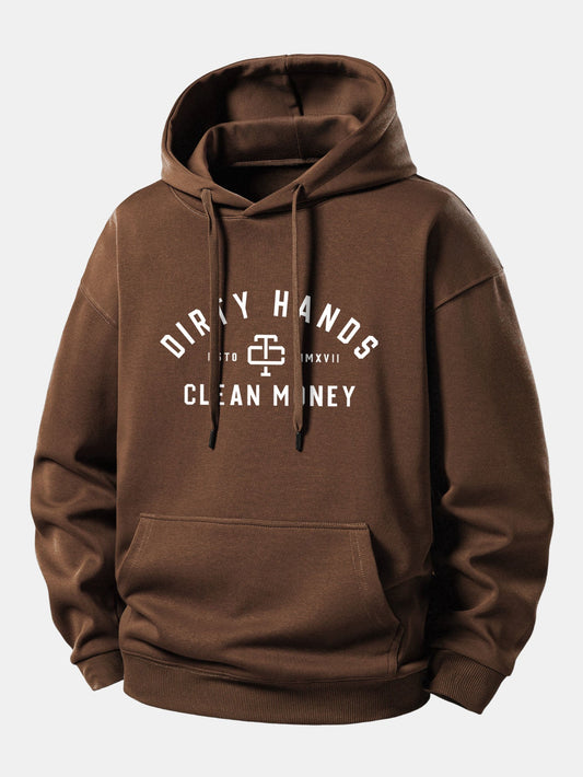 Dirty Hands Clean Money Print Relax Fit Hoodie