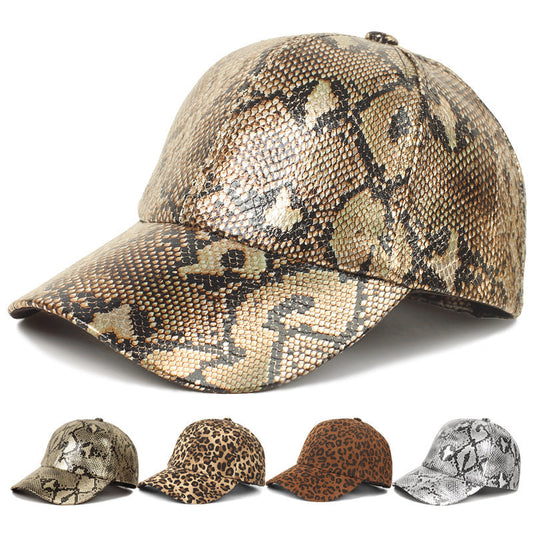 Warren Animal Print PU Baseball Cap with UV Protection