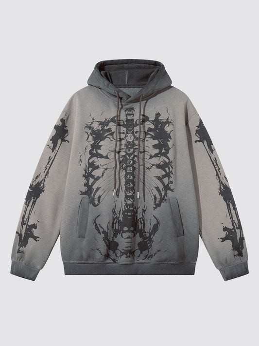 Washed Skeleton Graphic Hoodie