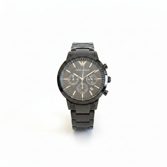 Emporio Armani Renato Men's Chronograph Watch – Full Black Gold Accent