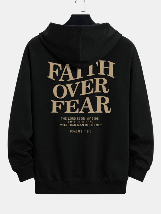 Faith Over Fear Print Relax Fit Hoodie