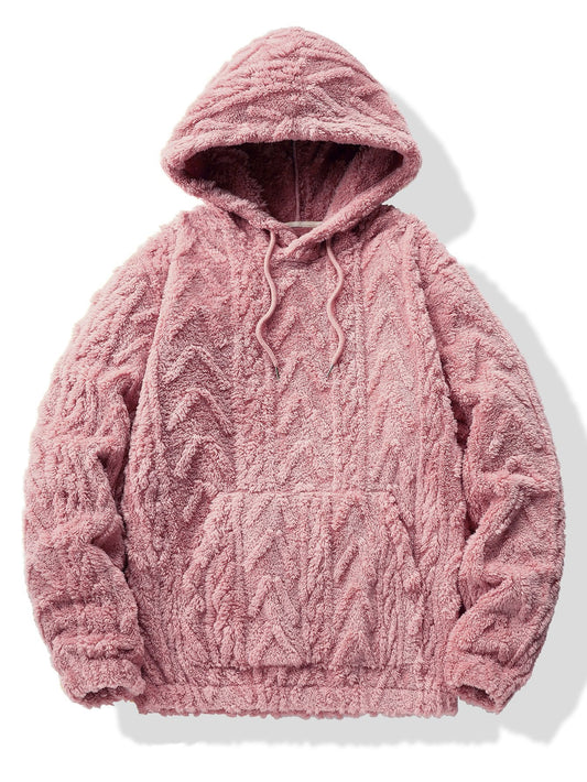 Geometric Jacquard Teddy Hoodie