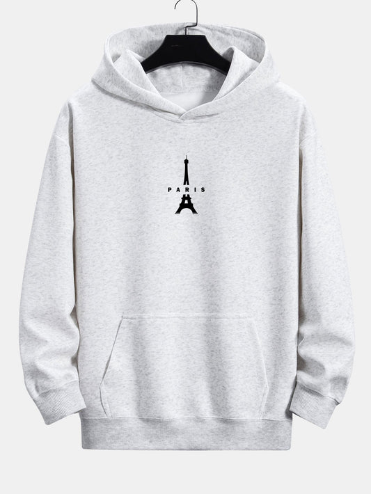 Paris Eiffel Tower Print Relax Fit Hoodie