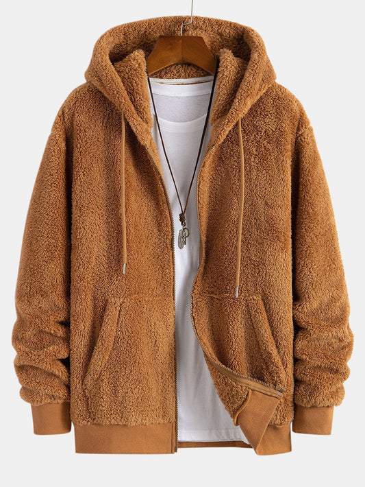 Basic Teddy Zip Up Hoodie