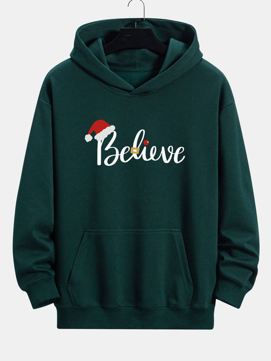 Christmas Believe Print Relax Fit Hoodie