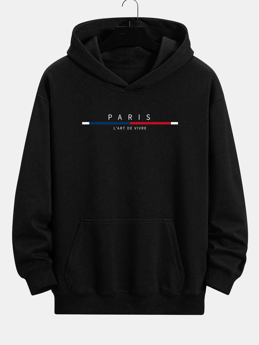 Paris Stripe Print Relax Fit Hoodie